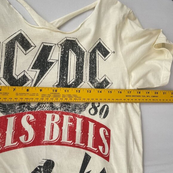 Recycled Karma AC/DC Hells Bells Back In Black Graphic Band Tee Crisscross‎ S - Picture 7 of 8